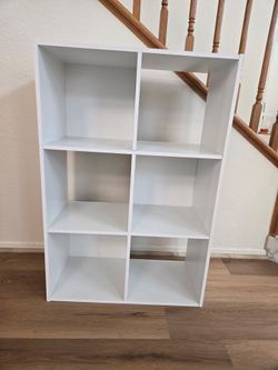 white Laminate 6 compartment cube storage organizer