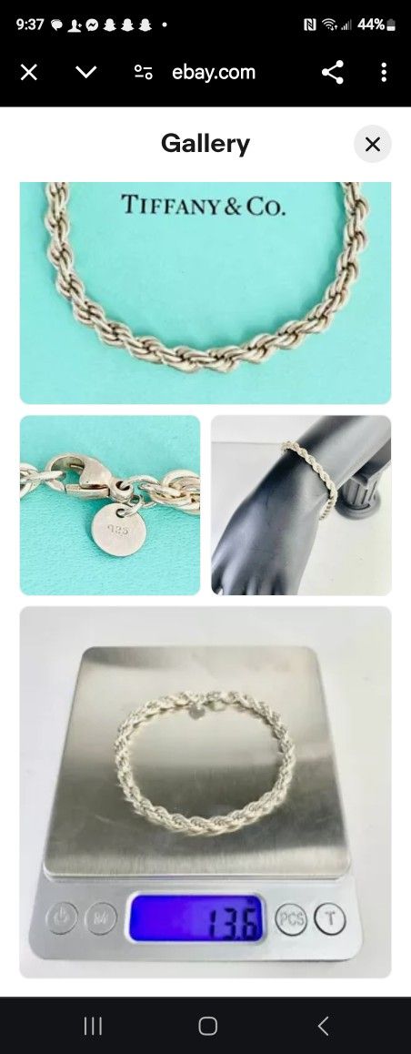 Authentic Tiffany And Co 925 Silver 7 1/2" Bracelet
