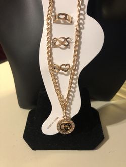 Gold Or Silver Anklet & Toe Rings Set