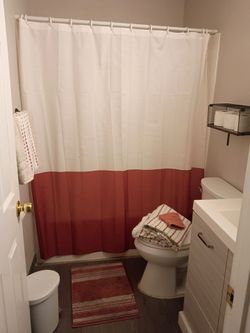 Newer bathroom set plus new wood floating shelves