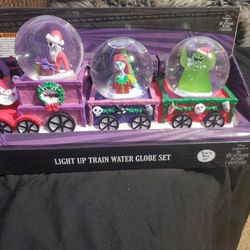 Nightmare Before Christmas Music Box Light Up Train Water Globe Set