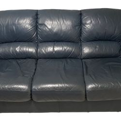 2 Leather Navy Blue Sofa 3 Seats & 2 Seats