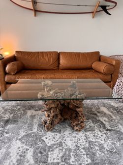 Burled Drift Wood And Glass Coffee Table