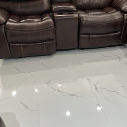 Two Leather Recliner, Sofas, And One Loveseat