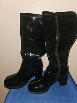women gogo boots knee high patent leather size 6