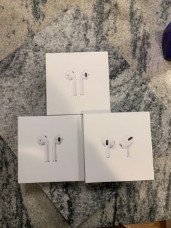 2 regular AirPod boxes and one AirPod pro box