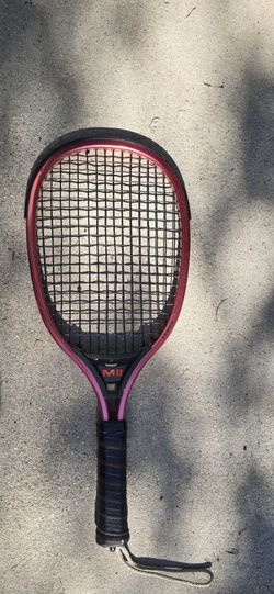 Leach MII Vintage Racquetball Racket Metallic Red Leather Grip Wrist Strap