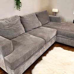 Grey Reversible Chaise Sectional Sofa-Living Spaces 