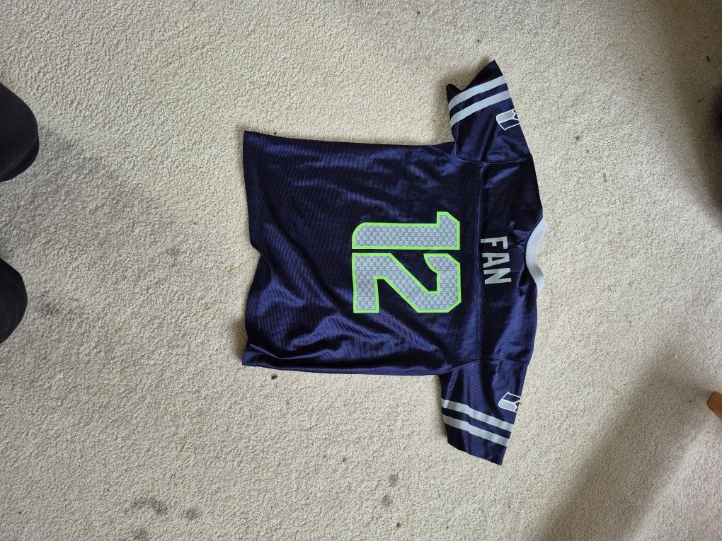 Seattle Seahawks Fan 12 NFL Jersey Children's Youth Kids Size Large 10/12