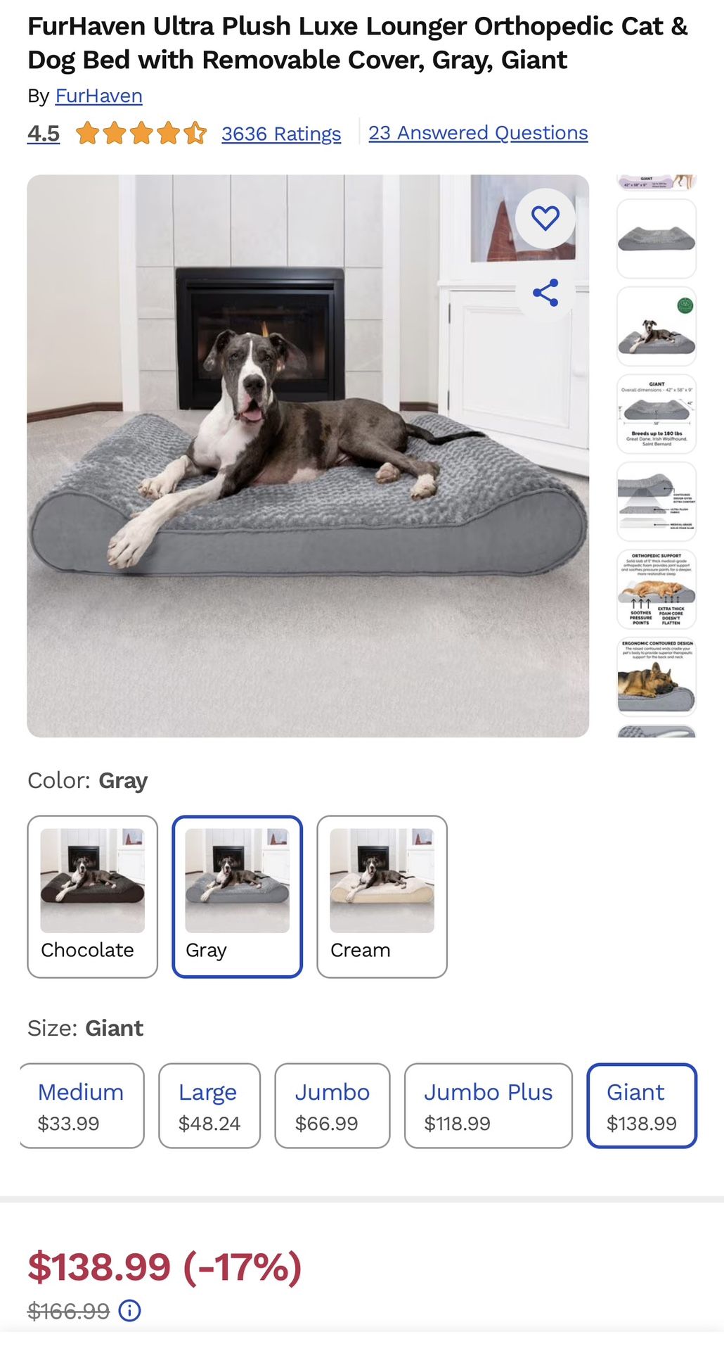 Brand New FURHAVEN DOG BED-Size: Giant