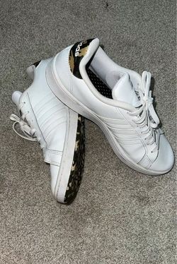 Adidas White Low-Top Sneakers with Camo Sole