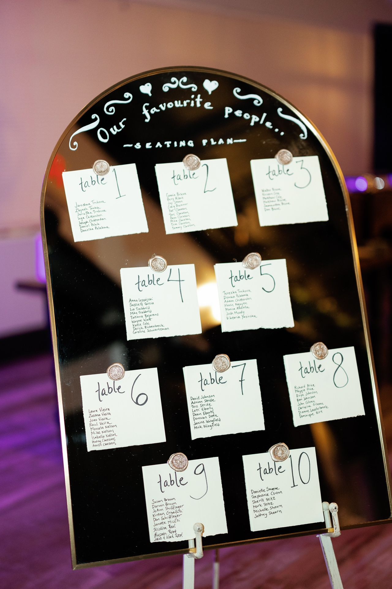 Wedding Seating Plan Mirror Size 3Ft By 2Ft -wooden Easel Included