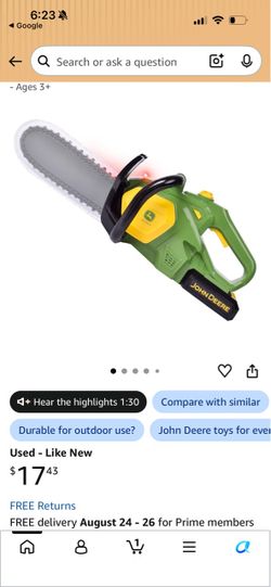 New John Deere Chainsaw Toy - Lights & Sounds, Pretend Play