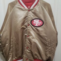 San Francisco 49ers Vintage Locker Line Gold Satin Jacket Big Block Letters