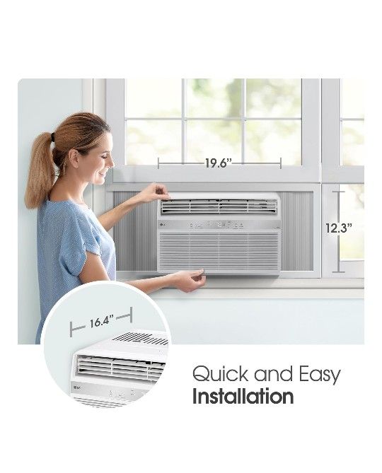 LG LW1025RSMX Window Conditioner, Wi-Fi Enabled w/Remote, 450 Sq.Ft, 4-Way Air Deflection, 3 Cooling and Fan Speeds, 115V, 10000 BTU, White