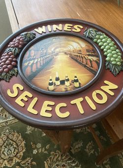 Wood plaque wine picture