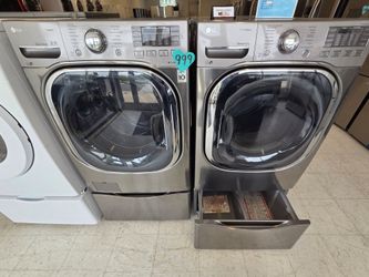 Lg Front Load Washer And Electric Dryer Set With Pedestal Used