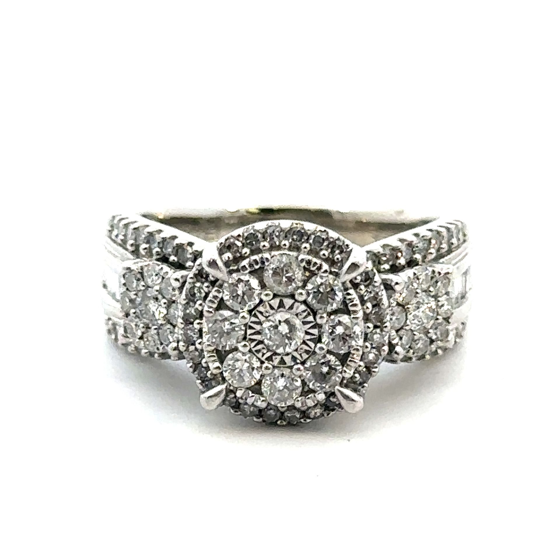 Wanna Ladies 10k White Gold Diamond Halo Ring Band Size 6.5 GP3120075