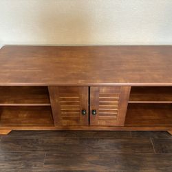 Solid Wood Entertainment Center - 59.5" x 19" - Good Condition