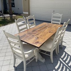 Rustic Barn Style Dining Table with 6 Chairs – $300 OBO