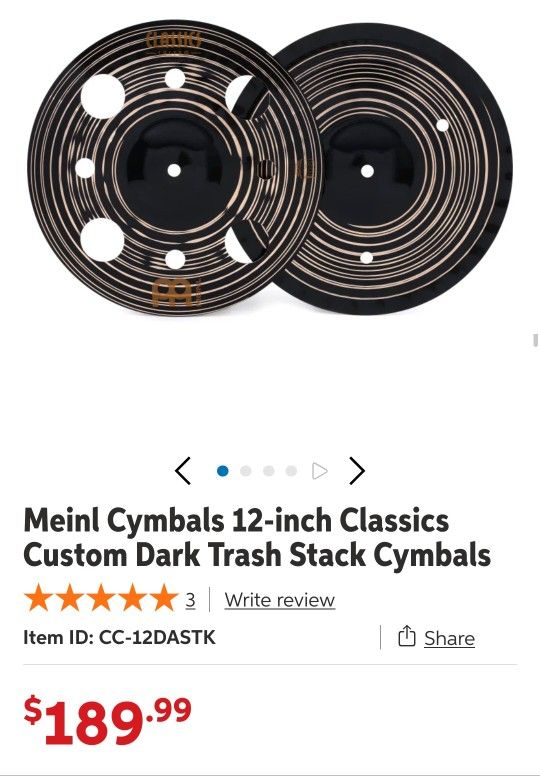 Meinl Cymbals 12-inch Classics Custom Dark Trash Stack Cymbals