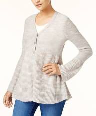 Style & Co. 2000 Size M Womens Gray Heather Knit Sweater V-neck