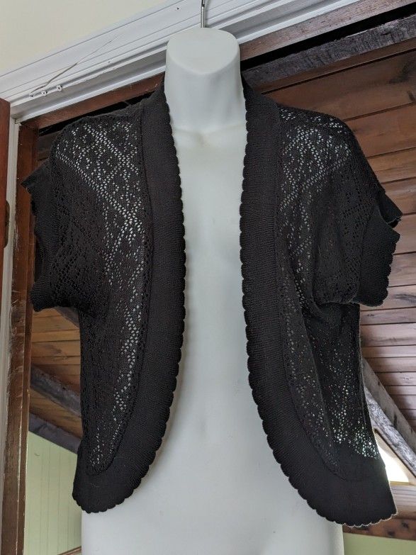 Women's NY Collection XL Black Open Drape Cardigan
