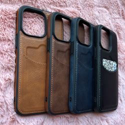 For iPhone 14 PLUS 14 PRO MAX leather Phone Case With Cc Holder