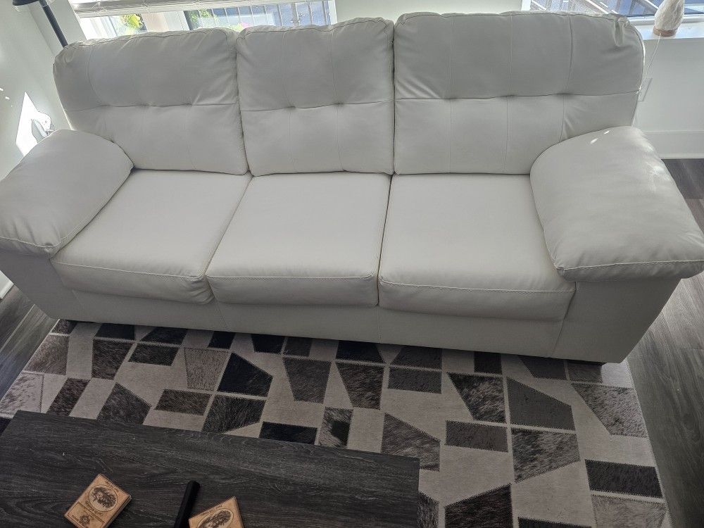 Almost New WHITE LEATHER SOFA