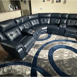 Homelegance Jackson Collection Power Reclining Sectional - Blue 