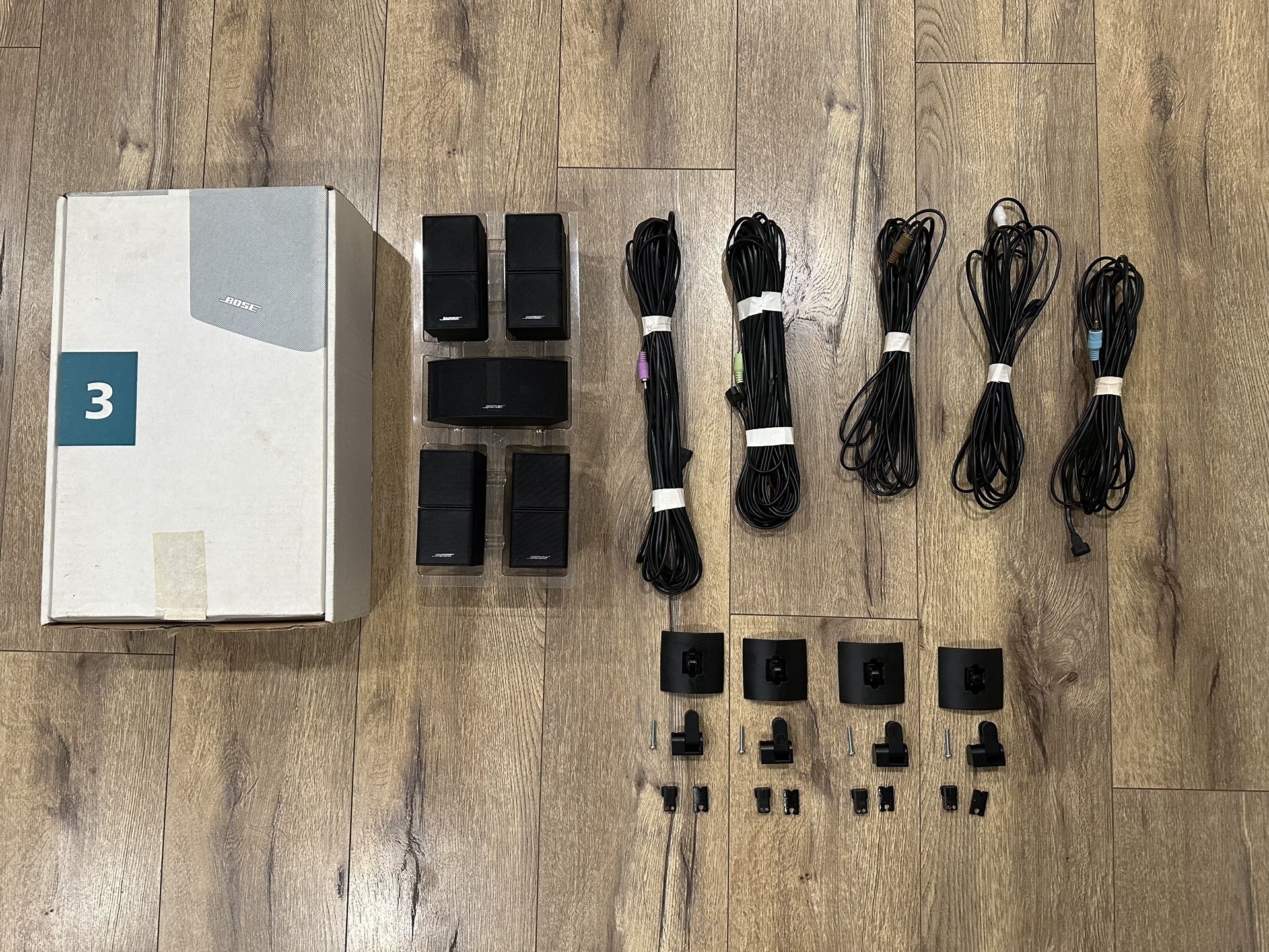 Bose Jewel Cube Speaker Set – 5 Satellites + Center + Original Cables & Mounts