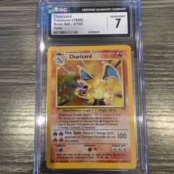 1999 Pokemon Charizard Holo Base Set Unlimited 4/102 CGC 7 NM Vintage psa