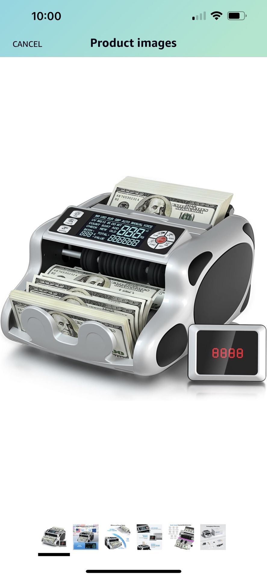 Aocktobar Money Counter Machine, Value Count, Dollar, Euro UV/MG/IR/DD Cash Counterfeit Detection Bill Counter with LCD Display, Add and Batch Modes,