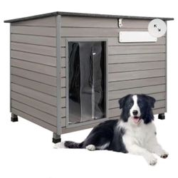 PET65 Large Dog House, Outdoor & Indoor Wooden Dog Kennel for Medium to Large Dogs, Removable Floors, Raised Feet PET65