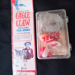 Vintage Fishing Hooks And Zebco Reel