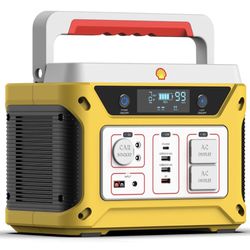 Shell Portable Power Station, 583Wh Solar Generator (Solar Panel 50W ) with Lithium Battery Pack, 500W 10-Port,2 AC Outlets,60W USB-C PD Port,LED 