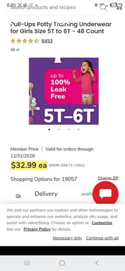 Pull-Ups Potty Training Underwear for Girls Size 5T to 6T - 48 Count