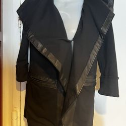 Alice & Olivia Dress Suit Blouse Sweater Shirt Leather Trim Top Black 