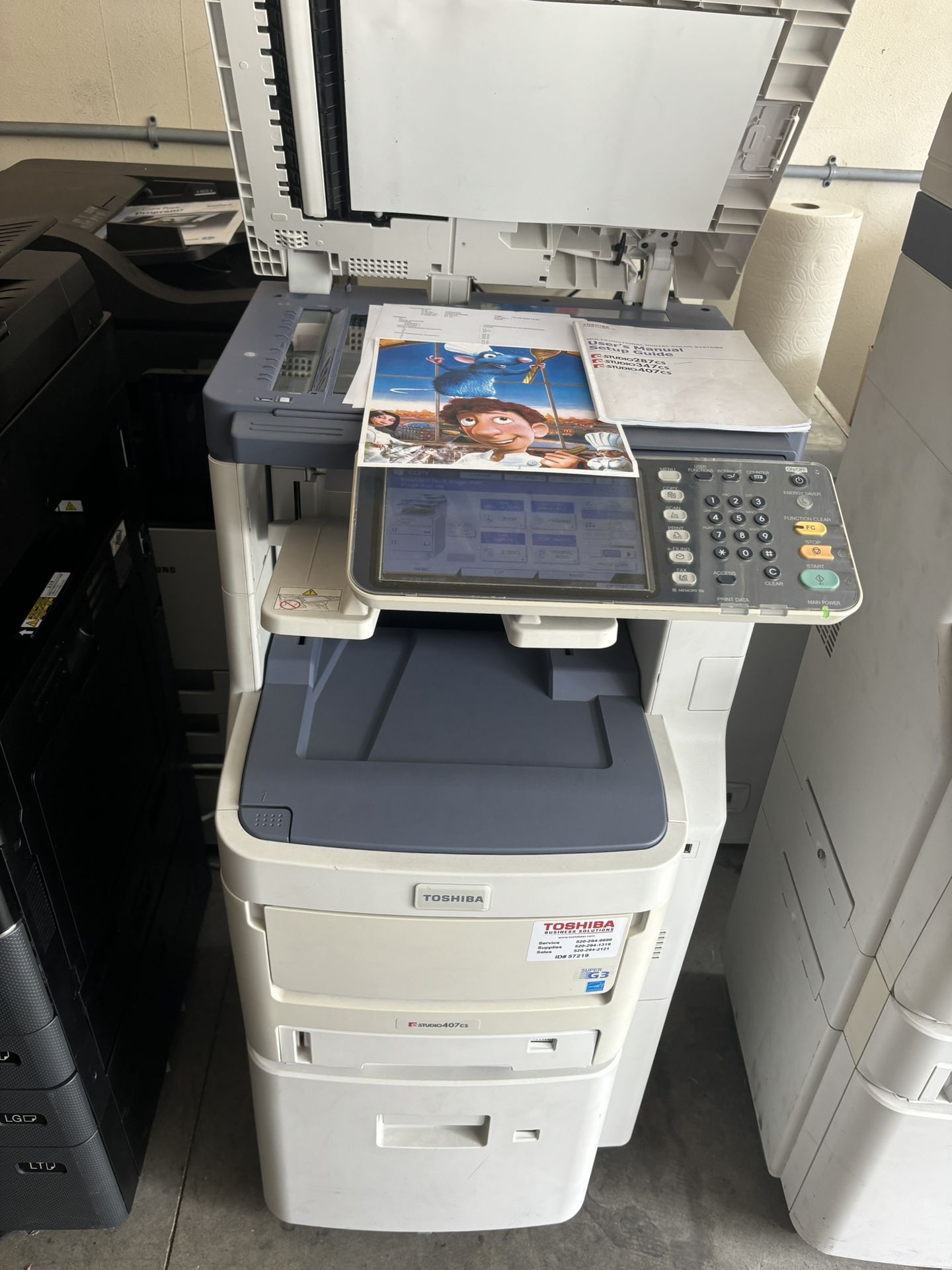 Toshiba Estudio 407cs Color Copier/printer/scan/finisher And Stapler!!!!