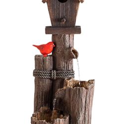 Alpine Corporation 35" Tall Outdoor 3-Tier Birdhouse Water Fountain Yard Art Decor 