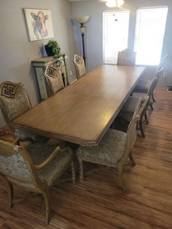 Dining Table & 8 Chairs – Ornate Wood Set
