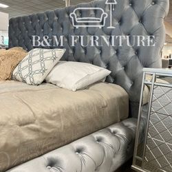 Brand New Velvet Platform Bed Frame