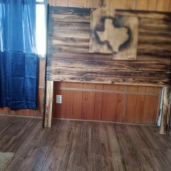 Wooden Queen Headboard  With Texas On It 