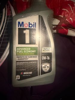 0w -16 Mobil 1 full synthetic oil $8 per bottle