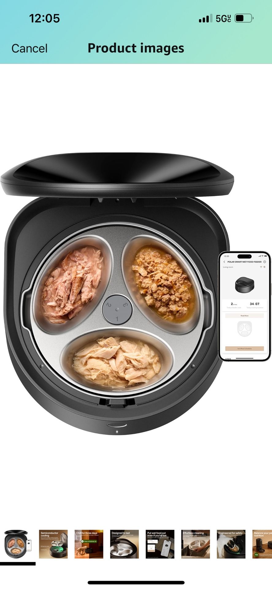 PETLIBRO Automatic Cat Feeder Wet Food with Stainless Steel Bowl, Refrigerated Auto Cat Feeder with Semiconductor Cooling, 3 Fresh Meals for 3 Days, A