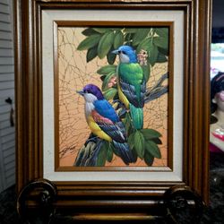 Vintage, original oil painting signed by the artist "Gris". 14"×16" 