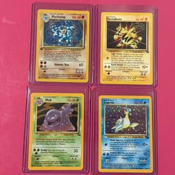 4 Vintage Holo Pokemon Cards| Electabuzz, Machamp, Muk & Lapras