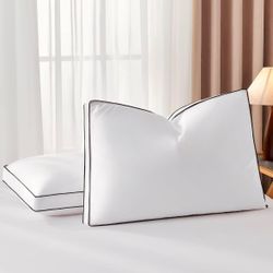 Brand New Queen Bed Pillows 2 Pack Hotel Collection Gusset Fluffy Support