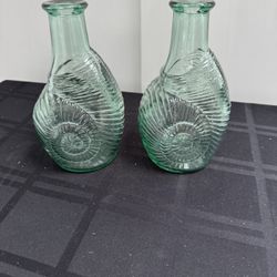 Set Of 2 Aqua Green Shell Decanters $10 For Both 