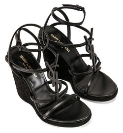 YSL Saint Laurent Cassandra Wedge Espadrilles in Leather 36 (5.5-6 US Women) $900